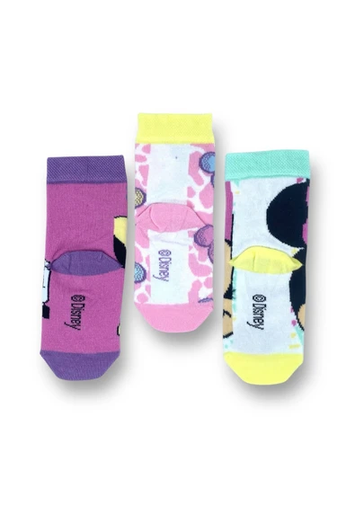 Disney Minnie Mouse Lisanslı Kız Çocuk 3 Çift Soket Çorap 21552 - Resim 2