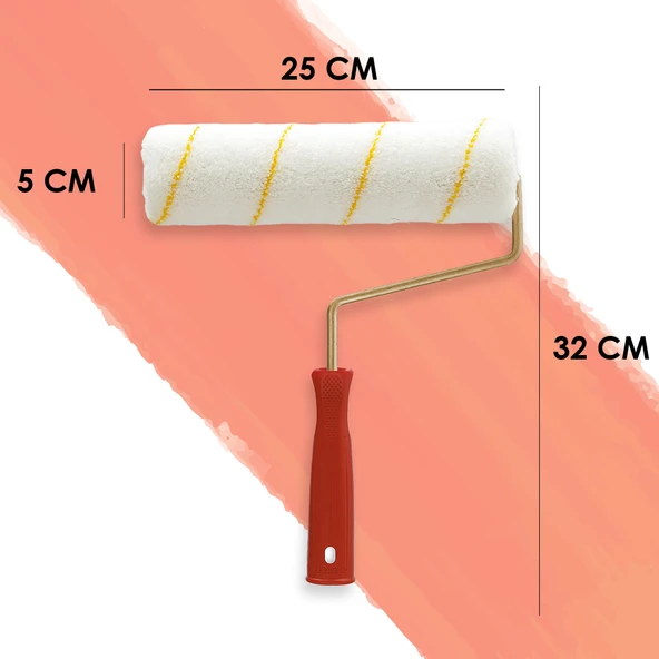 Dekor-1081 Eksport 5cm Orta Çap 14 mm Tüylü İç Cephe Saplı Boya Rulosu 25 cm - Resim 3