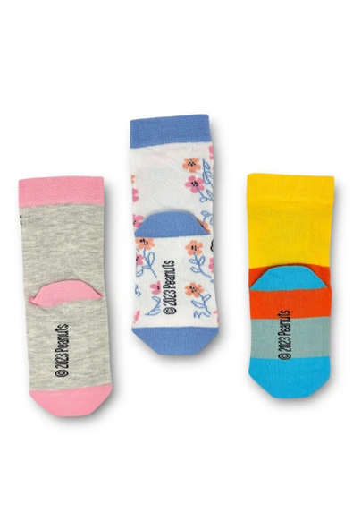 PEANUTS Snoopy Lisanslı Kız Çocuk 3 Çift Soket Çorap 21603 - Resim 2