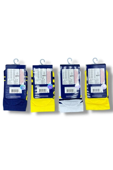 Fenerbahçe Lisanslı Çocuk 4 Çift Patik Çorap 1907-P - Resim 2