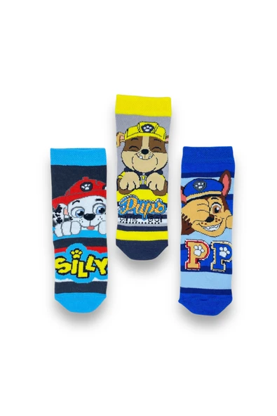 PAW PATROL Lisanslı Erkek Çocuk 3 Çift Soket Çorap 22599 ürün görseli