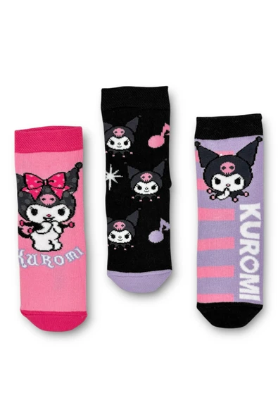 SANRIO Kuromi Lisanslı Kız Çocuk 3 Çift Soket Çorap 23065 ürün görseli