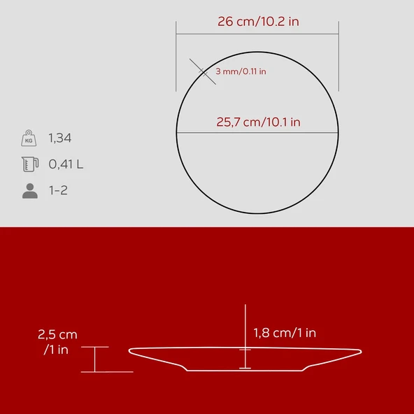 Lava Döküm Yuvarlak Servis Tabağı Çap(Ø)25cm.-Bordo - 5