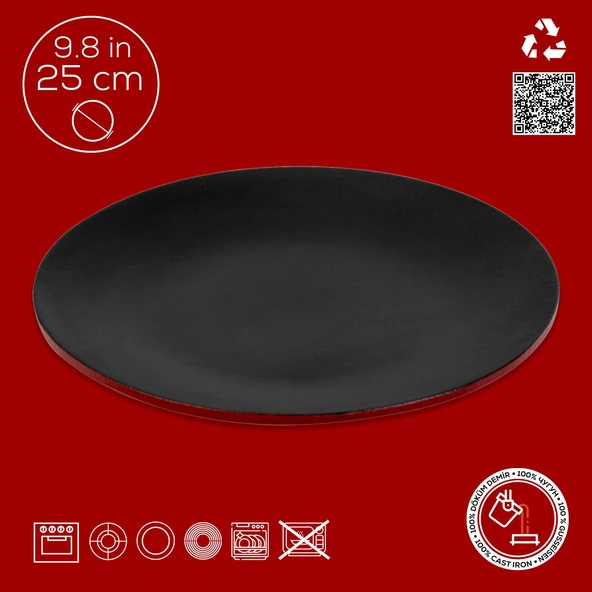 Lava Döküm Yuvarlak Servis Tabağı Çap(Ø)25cm.-Bordo - 4