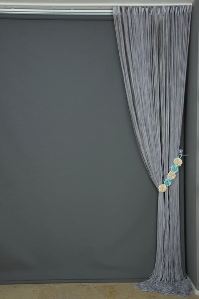 İP ZİNCİR GRİ RENK HAZIR DÜĞMELERİ DİKİLMİŞ İP PERDE  EN 180 CM BOY 280 CM - Resim 11