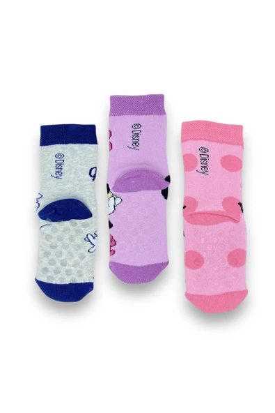 Disney Minnie Mouse Lisanslı Kız Çocuk 3 Çift Havlu Soket Çorap 21554 - Resim 2