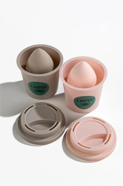 Lionesse Kahve Bardağı Kılıflı Makyaj Süngeri (PEMBE) - Resim 3