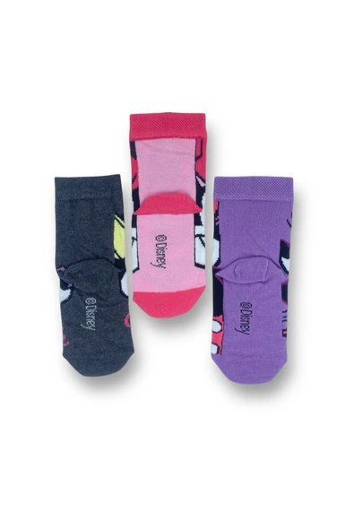 Disney Minnie Mouse Lisanslı Kız Çocuk 3 Çift Soket Çorap 21553 - Resim 2