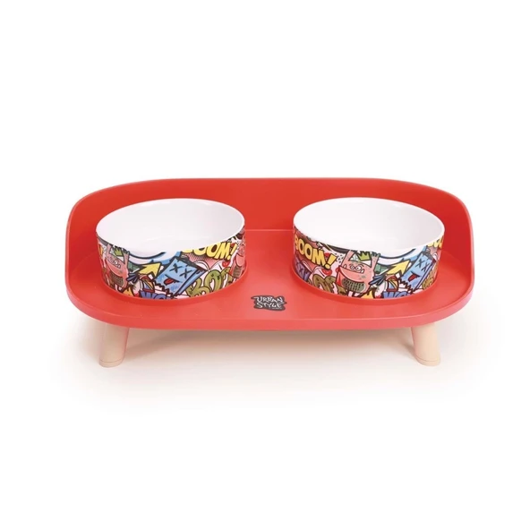 M-Pets Altitude Urban Style Double Raised Pet Bowl 2li Karışık Renkli - 1