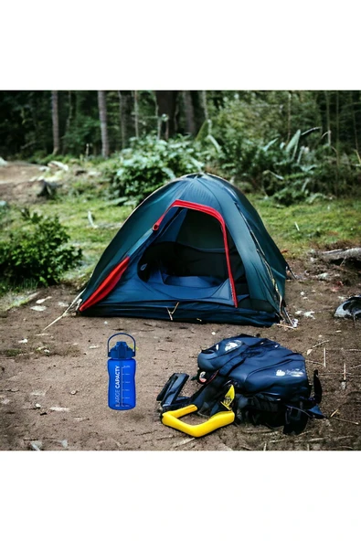 Sağlıklı Polikarbon 1.5 Litre Büyük Kapasiteli Su Matarası Pipetli Suluk Mavi - Resim 3