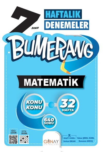 GÜNAY YAYINLARI 7. SINIF Bumerang 32 Haftalık Matematik Denemeleri ürün görseli