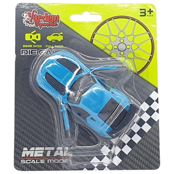 Çek Bırak Metal Küçük Arabalar 8 cm - 6411A - Mavi - 5