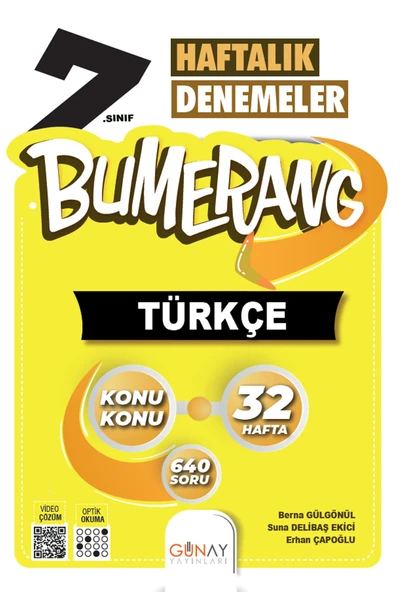 GÜNAY YAYINLARI 7. Sınıf Bumerang 32 Haftalık Türkçe Denemeleri ürün görseli