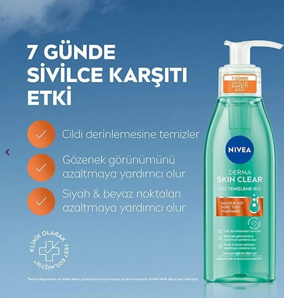 Nivea Derma Skin Clear Sivilce Karşıtı Yüz Temizleme Jeli 150 Ml + Tonik 200 Ml - 6