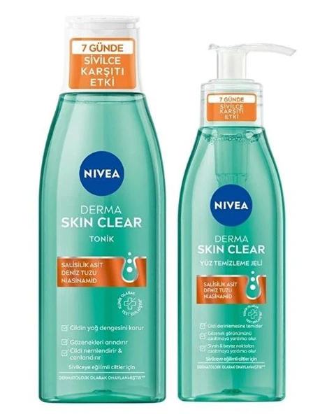 Nivea Derma Skin Clear Sivilce Karşıtı Yüz Temizleme Jeli 150 Ml + Tonik 200 Ml