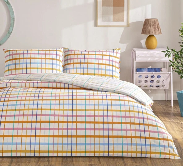 TAÇ YENİ SEZON RANFORCE TEK KİŞİLİK NEVRESİM TAKIMI FLEXİA TURUNCU