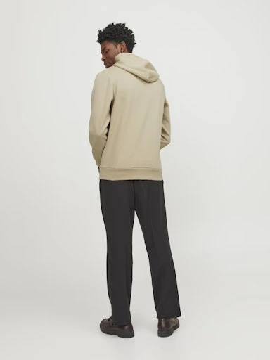 Jack Jones Erkek  Regular Fit Kanguru Cepli Yumuşak Dokulu Krem Kapüşonlu Sweatshirt 12216335KR - 5