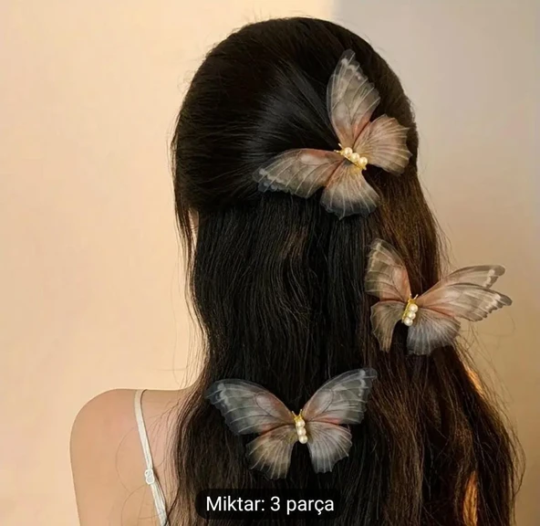 TÜL KELEBEKLİ TOKA 3 ADET ürün görseli