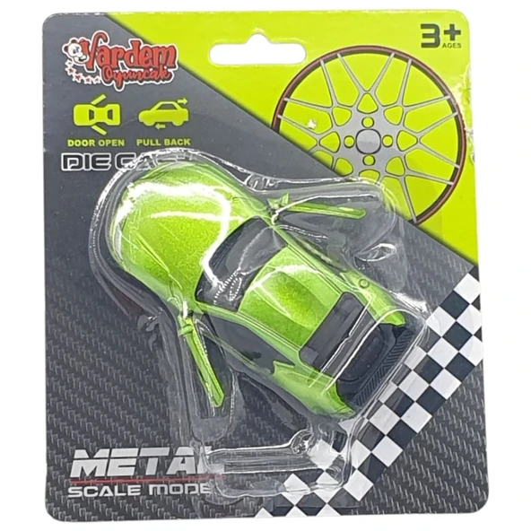 Çek Bırak Metal Küçük Arabalar 8 cm - 6411A - Yeşil - Resim 5