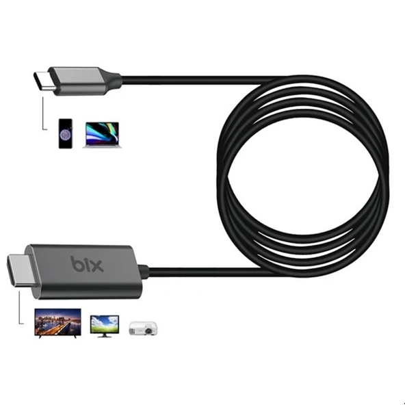 BİX BX02HB PRO TYPE-C - HDMI DÖNÜŞTÜRÜCÜ KABLO 4K - Resim 2