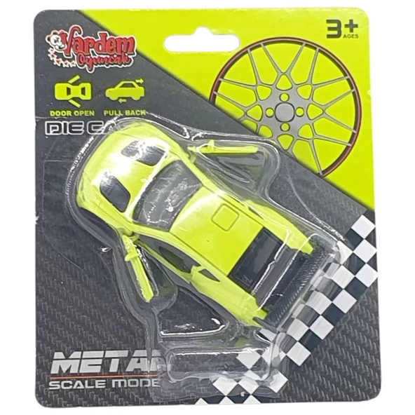 Çek Bırak Metal Küçük Arabalar 8 cm - 6411A - Açık Yeşil - 5