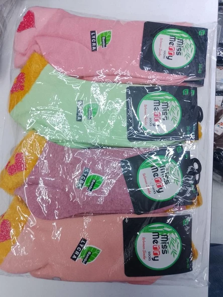 12 Çift Miss Merry Bayan Bambu Kısa Havlu Çorap Karışık Renk ürün görseli