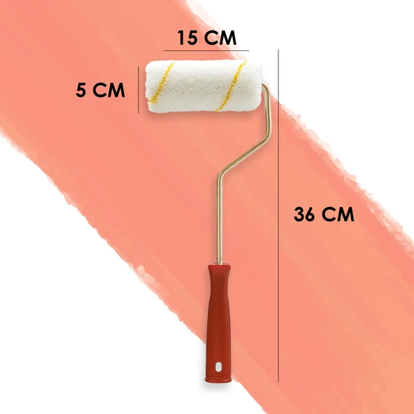 Dekor-1082 Eksport 5cm Orta Çap 14 mm Tüylü İç Cephe Saplı Boya Rulosu 15 cm - Resim 3