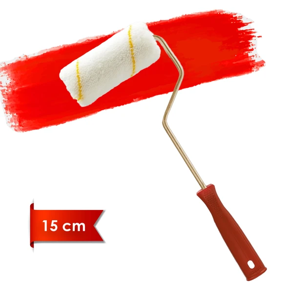 Dekor-1082 Eksport 5cm Orta Çap 14 mm Tüylü İç Cephe Saplı Boya Rulosu 15 cm ürün görseli