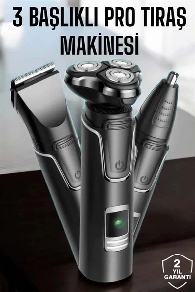 Yüksek Performanslı 3 Başlıklı Profesyonel Tıraş Makinesi - Resim 2