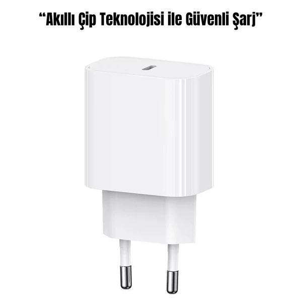 25W USB-C Hızlı Şarj Adaptörü  Akıllı Çipli, Güvenli ve Kompakt Tasarım - 2