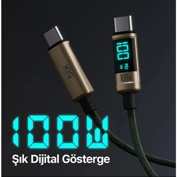 BİX BX09CC-BN BRONZ TYPE-C 100W 1 metre DİJİTAL EKRANLI ŞARJ VE DATA KABLOSU - 2