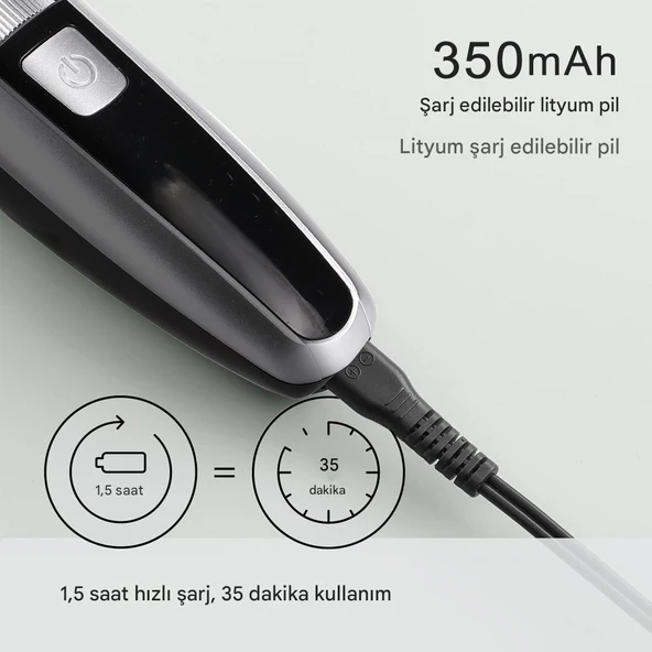 HYUNDAI HD-PHT-048 / Şarj Edilebilir Elektrikli 1-20mm Saç Kesme Makinesi - 3