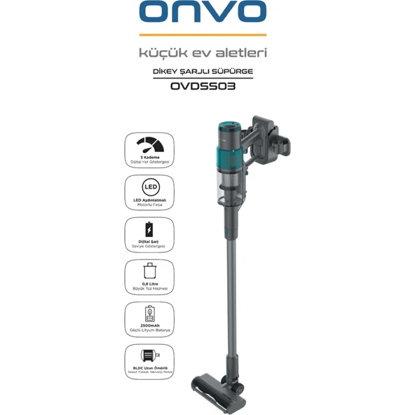 Onvo 500W OVDSS03 Dikey Şarjlı Süpürge - 5