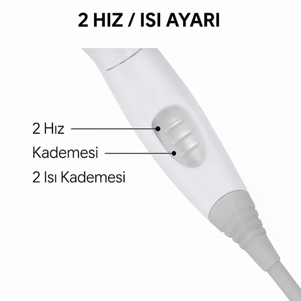 Hyundai 1200W Güçlü ve Katlanabilir Seyahat Tipi Saç Kurutma Makinesi - 5