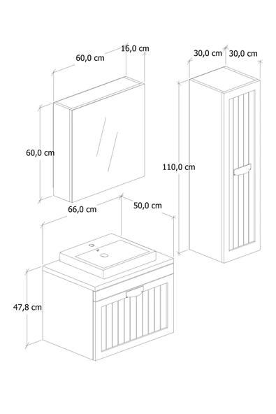 65 cm Aren Banyo Dolabı + 30 cm Aren Boy Dolabı - 6