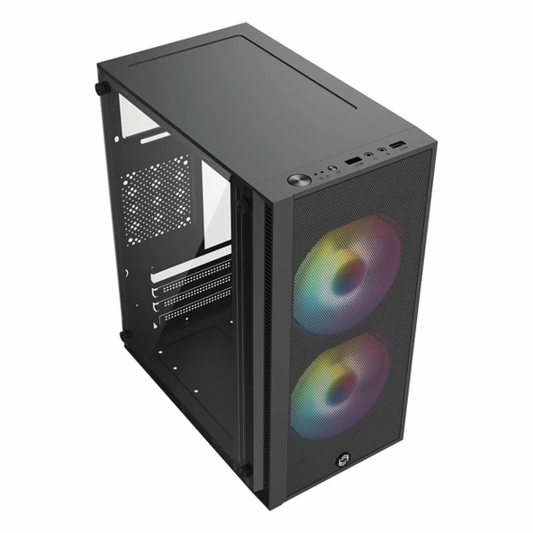 Frisby FC-8970G 300W USB 3.2 LED mATX Mini Tower Siyah Kasa - Resim 3