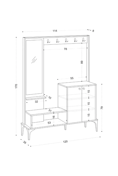 Decormet Andy Vestiyer Safir Meşe -Dec-20076 - Resim 11