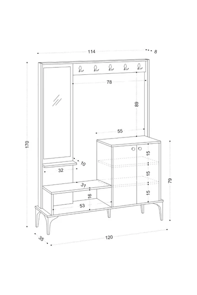 Decormet Andy Vestiyer Safir Meşe -Dec-20076 - Resim 5