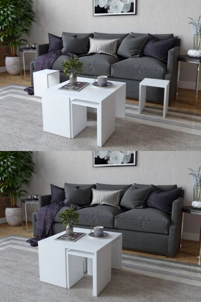 Decormet Ortanca Sehpa Beyaz - Resim 10