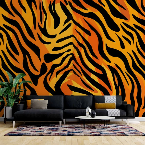 3 Boyutlu Leopar Motif Desenli Duvar Kağıdı - 1