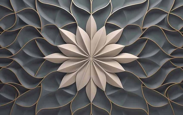 3 Boyutlu Beyaz Çiçek, Kabartma Siyah Duvar Kağıdı - Resim 7