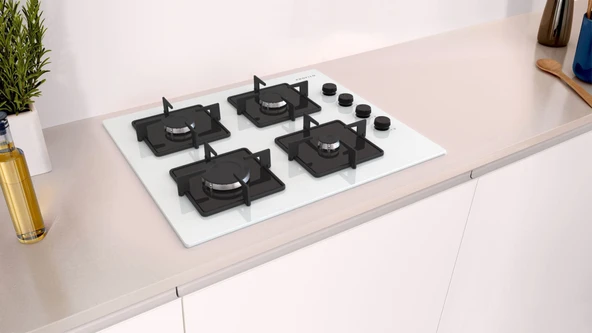 Profilo OE36K2P10D Beyaz Cam Ankastre Ocak - Resim 5