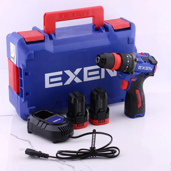 Exen EN 162 DS Kömürsüz Darbeli Akülü Matkap 16V 2Ah Li-ion Hızlı Şarj Led Işıklı Taşıma Çantalı - Resim 5