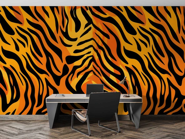 3 Boyutlu Leopar Motif Desenli Duvar Kağıdı - 4