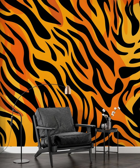 3 Boyutlu Leopar Motif Desenli Duvar Kağıdı - 6