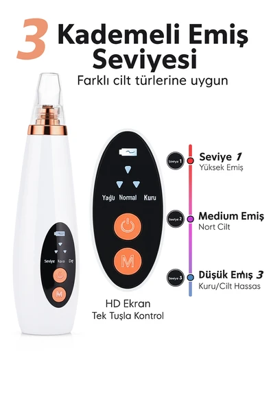 Hyundai FC-038 Vakumlu Siyah Nokta Temizleyici  3 Modlu Emiş Gücü Cilt Gözenek Temizleyici - 3