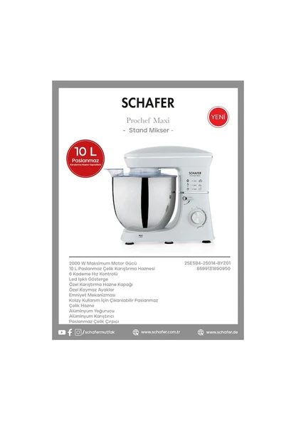 Schafer Prochef Maxi 10 L Standlı Mikser - 2