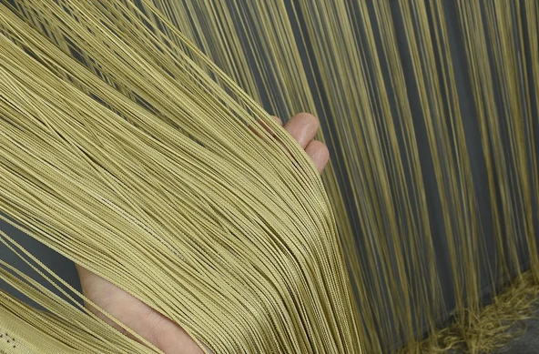 İP ZİNCİR GOLD RENK EN 100 CM BOY 280 CM HAZIR DÜĞMELERİ DİKİLMİŞ İP PERDE - Resim 6