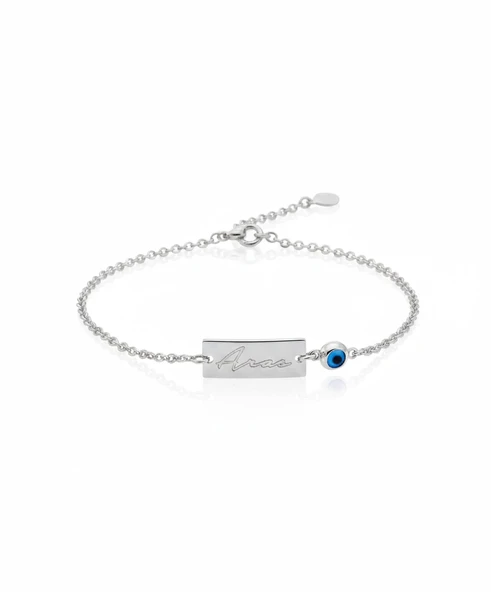 Nazarlı Gümüş İsim Bileklik - Gümüş ürün görseli 1