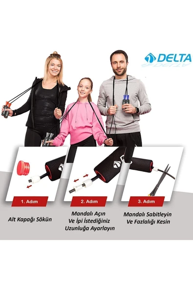 Delta Deluxe Sünger Tutamaçlı Rulmanlı Ayarlanabilir Atlama İpi - 4